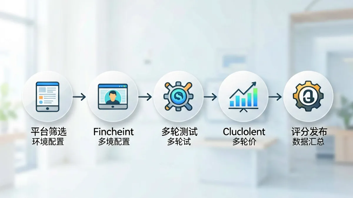 52av测评流程示意图，展示从内容筛选到最终评分发布的五个步骤